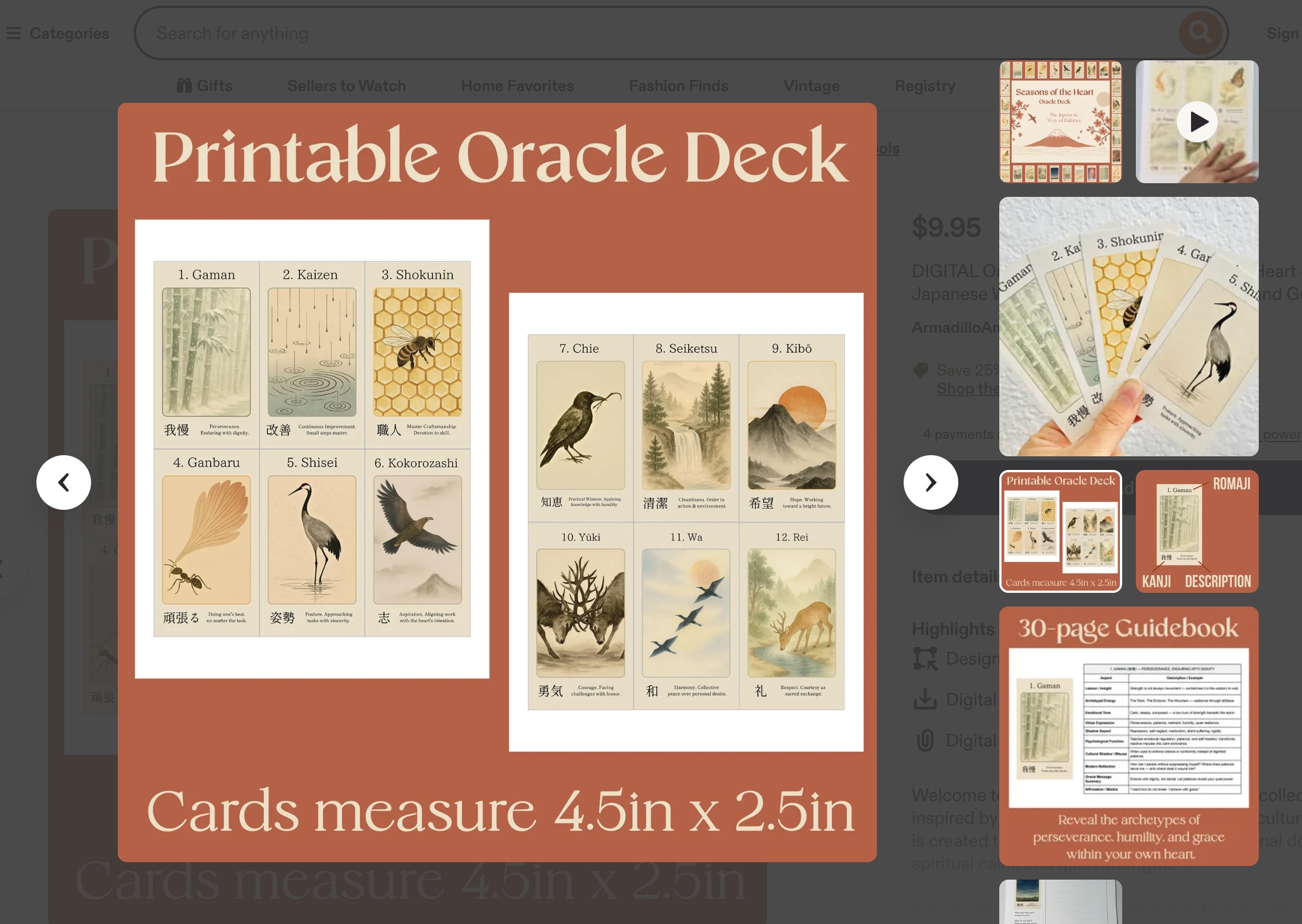 Printable Seasons of the Heart Oracle deck preview
